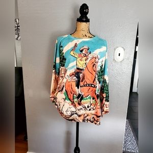 Retro Print Cowboy Sweatshirt